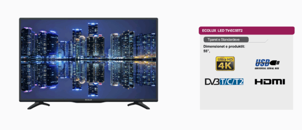 4K UHD LED TV Ecolux 55"(140cm) - EC55T2/S2 - Image 2