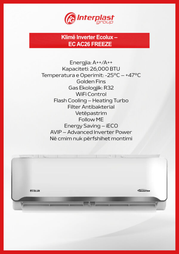 Klimë Inverter Ecolux 26BTU - EC AC26 FREEZE - Image 2