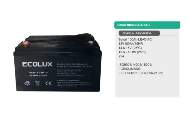 Bateri Ecolux - 100Ah LEAD AC - Image 2