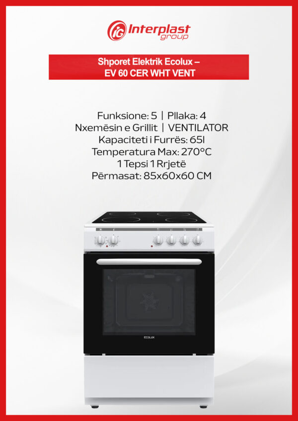 Shporet Elektrik Ecolux – EV 60 CER WHT VENT - Image 2