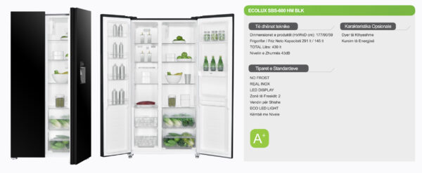 Frigorifer Side by Side Ecolux – SBS600 HM BLK - Image 2