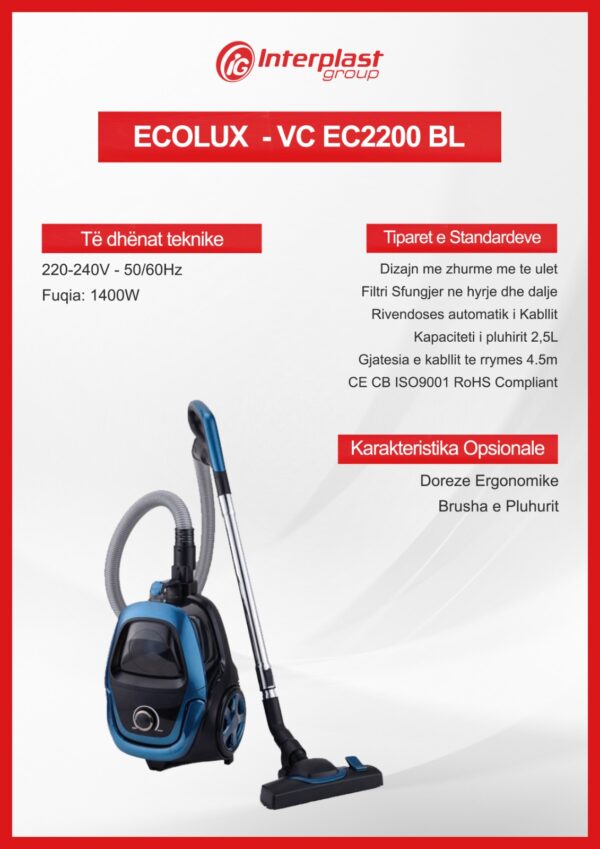 Thithëse Elektrike Ecolux - EC VC2200 BL - Image 2