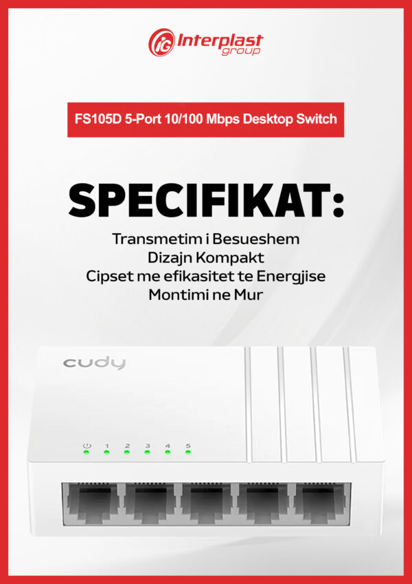 Cudy Port Gigabit Desktop Switch – FS105D 5-Port - Image 2