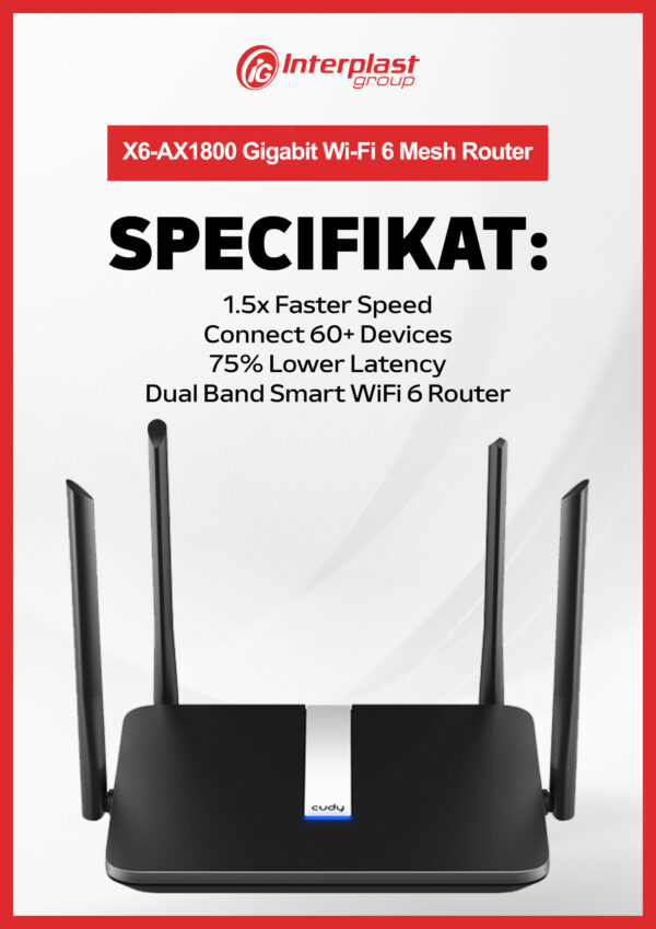 Dual Band Smart WiFi Router Cudy - X6 AX1800 - Image 2