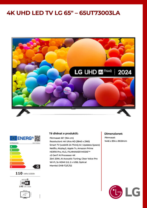 4K UHD LED TV LG 65" - 65UT73003LA - Image 2