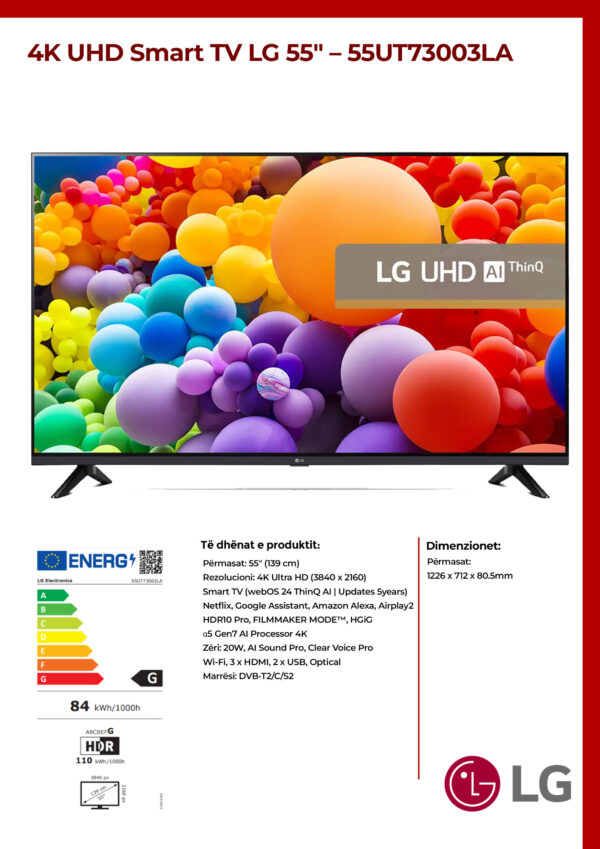 4K UHD Smart TV LG 55" - 55UT73003LA - Image 2